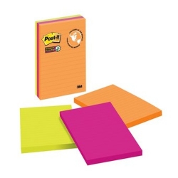  Anniversary Sales - 3M Post-It® Super Sticky Lined Notes, 4" x 6" x 3Pads/Pack (660-3SSUC)