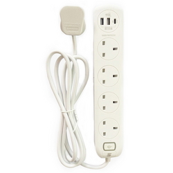  SOUNDTEOH 4-Way EXT Socket MS-641W, 2m (Wht)