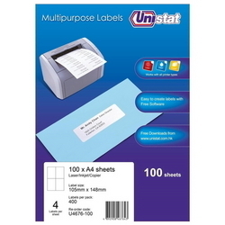  UNISTAT White Label, 105mmx148mm x 400's